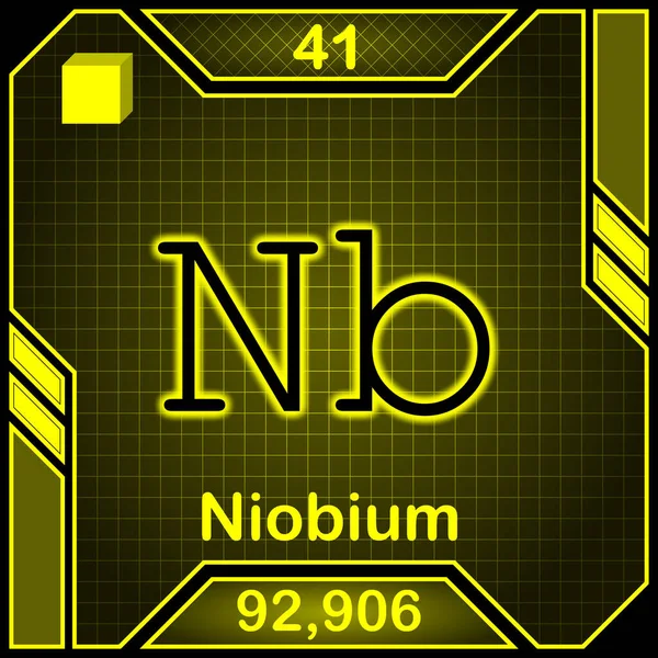 Neon Periodic Table Element Symbol 041 Niobium — Zdjęcie stockowe