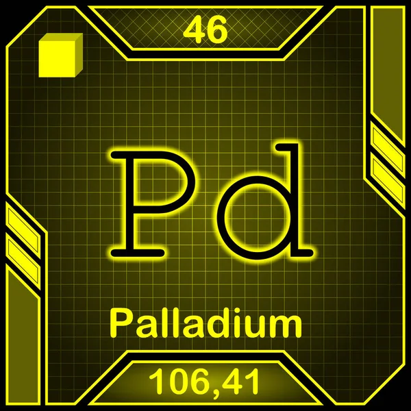 Neon Periodic Table Element Symbol 046 Palladium — Fotografia de Stock