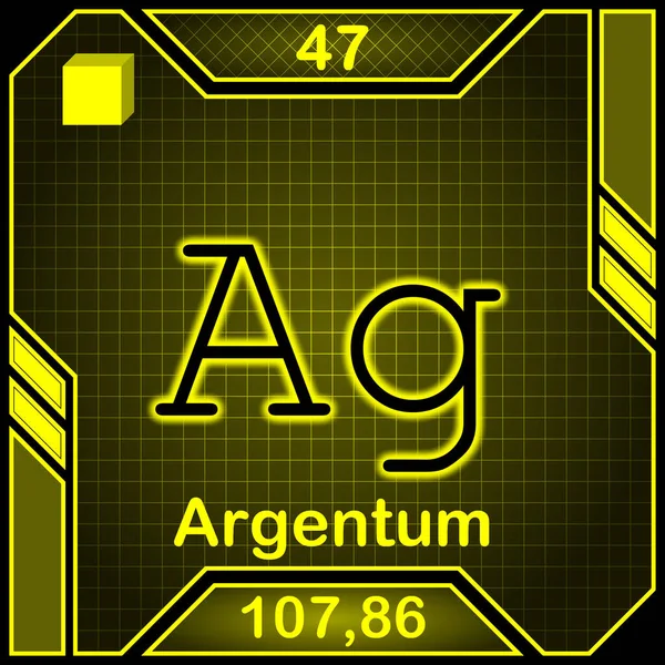 Neon Periodic Table Element Symbol 047 Argentum — Stockfoto