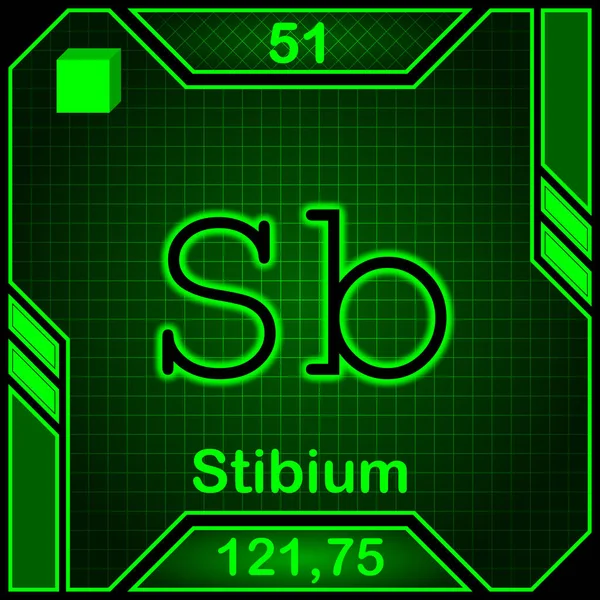 Neon Periodic Table Element Symbol 051 Stibium — Foto de Stock