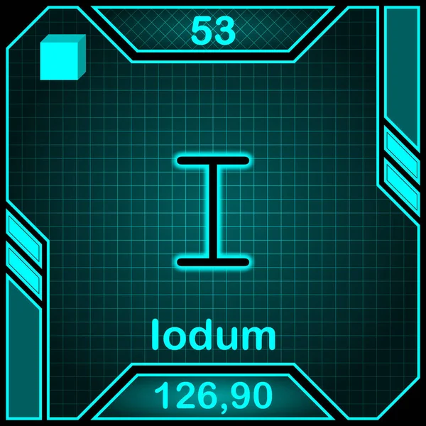 Neon Periodic Table Element Symbol 053 Iodum — 스톡 사진