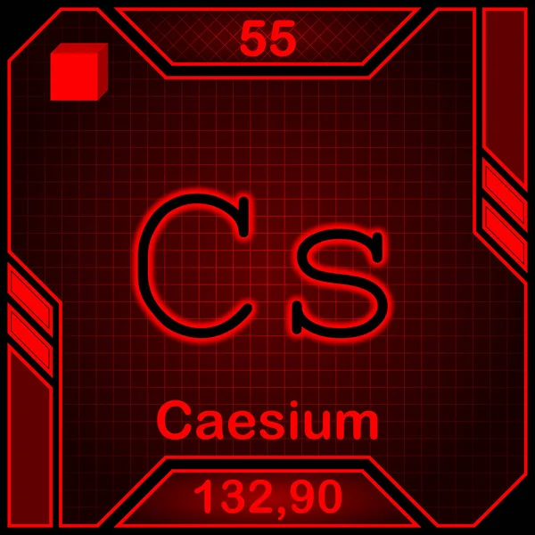 Neon Periodic Table Element Symbol 055 Caesium — Stockfoto