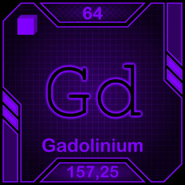 Neon Periodic Table Element Symbol 064 Gadolinium — 스톡 사진