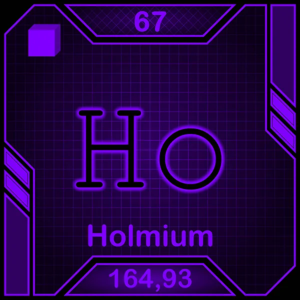 Νέον Περιοδικό Πίνακα Του Στοιχείου Σύμβολο 067 Holmium — Φωτογραφία Αρχείου