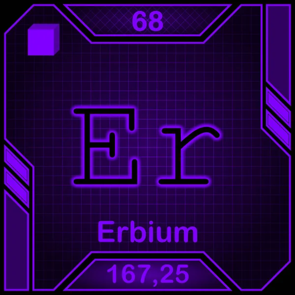 Neon Periodic Table Element Symbol 068 Erbium — Fotografia de Stock