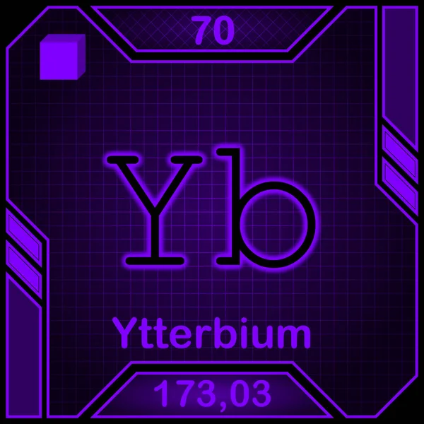 Neon Periodic Table Element Symbol 070 Ytterbium — Fotografia de Stock