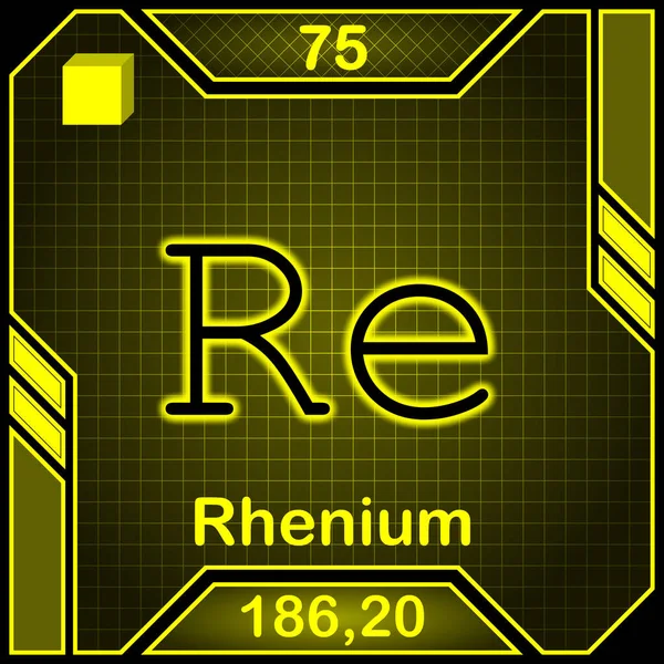 Neon Periodic Table Element Symbol 075 Rhenium — Zdjęcie stockowe