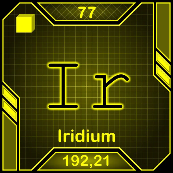 Neon Periodic Table Element Symbol 077 Iridium — Zdjęcie stockowe