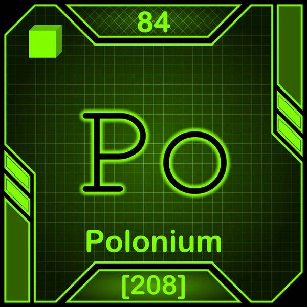 Neon Periodic Table Element Symbol 084 Polonium — Stock Photo, Image