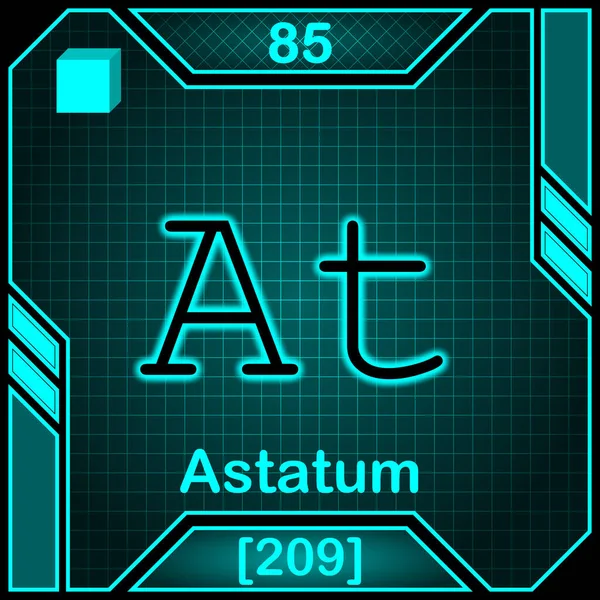 Neon Periodic Table Element Symbol 085 Astatum — Fotografia de Stock