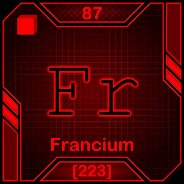 Neon Periodic Table Element Symbol 087 Francium — 图库照片