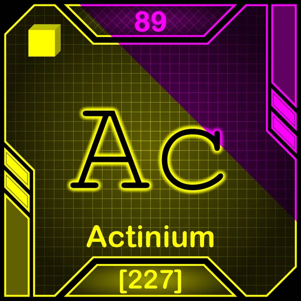 Neon Periodic Table Element Symbol 089 Actinium — Zdjęcie stockowe