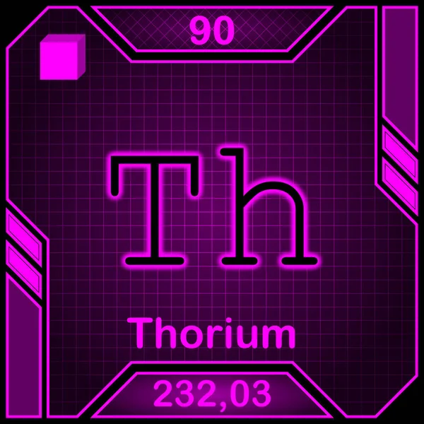 Neon Periodic Table Element Symbol 090 Thorium — ストック写真