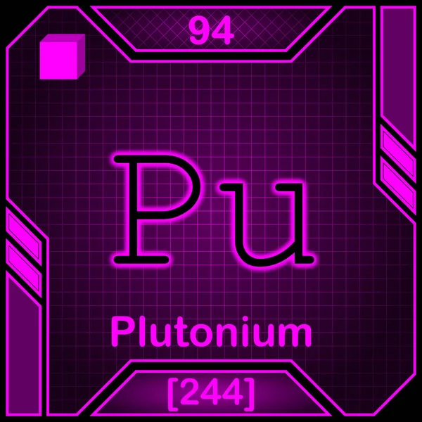 Neon Periodic Table Element Symbol 094 Plutonium — Fotografia de Stock