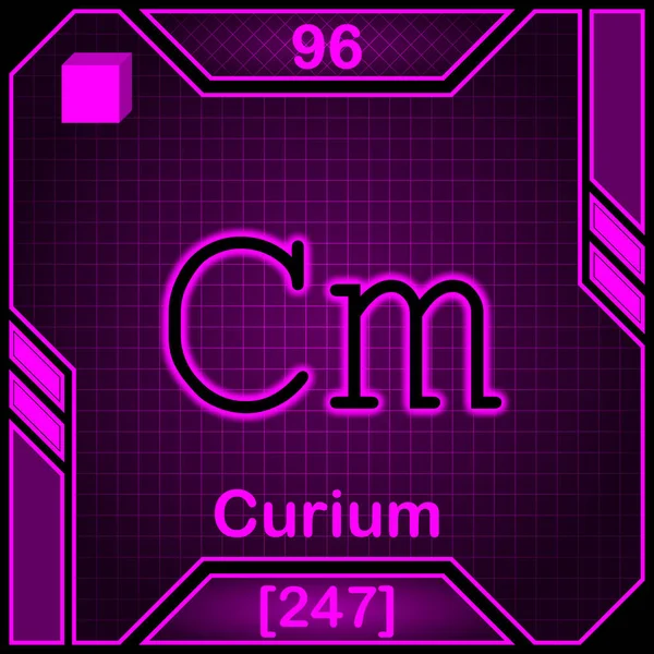 Neon Periodic Table Element Symbol 096 Curium — Stockfoto