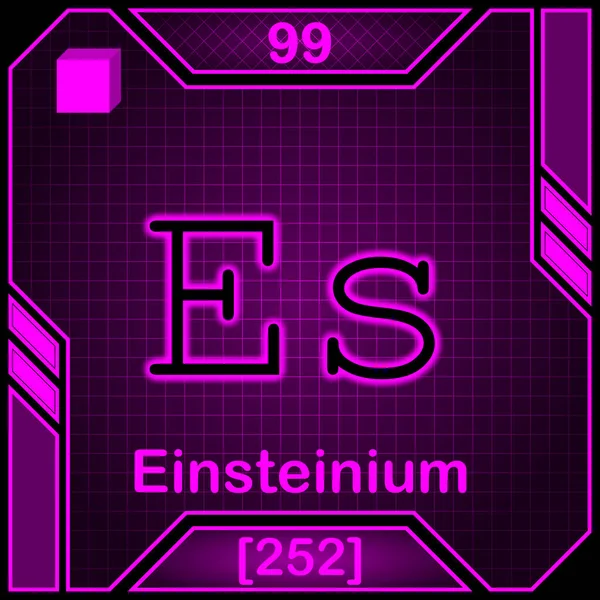 Neon Periodic Table Element Symbol 099 Einsteinium — Foto de Stock