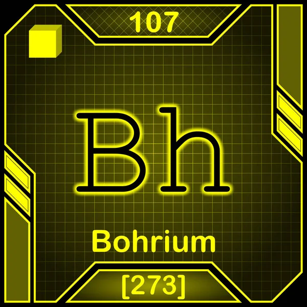 Neon Periodic Table Element Symbol 107 Bohrium — Zdjęcie stockowe