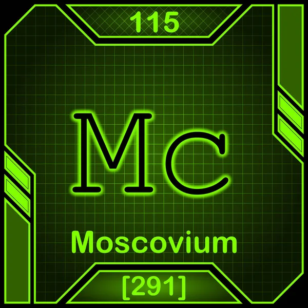 Neon Periodic Table Element Symbol 115 Moscovium — Fotografia de Stock