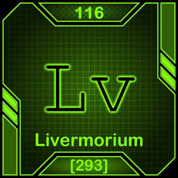 Neon Periodic Table Element Symbol 116 Livermorium — Fotografia de Stock