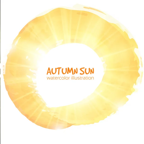 Autumn sun. Watercolor — Stock Vector