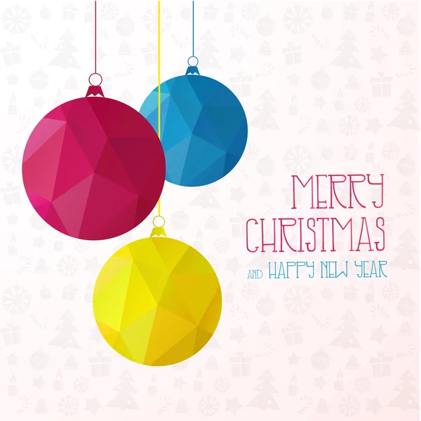 Fond triangle bannière avec des boules de Noël lumineuses. Illustration vectorielle . — Image vectorielle