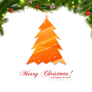 beyaz zemin üzerinde Noel ağacı dalı. Frame.Vector illustration.vector arka plan iş için. Noel aplike top. tasarımınız için vektör çizim.