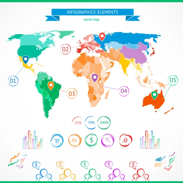 ayrıntı modern Infographic vektör çizim Haritası ile dünya, bilgi grafiği. ülke düzenlemek kolay. düz, modern bir tasarım. tasarımınız için. öğeleri