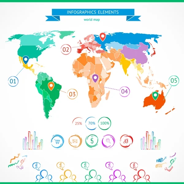 세부 사항 현대 infographic 벡터 일러스트 레이 션 지도 함께 세계 정보 그래픽의. 국가 편집 하 게 쉬운. 현대적인 평면 디자인입니다. 디자인. 요소 — 스톡 벡터