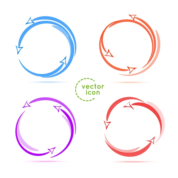 4 arrows pictogram refresh reload rotation loop sign set. vector arrows set (colored variation). Simple icon on white background. Mono solid plain flat minimal style. Vector illustration — Stock Vector