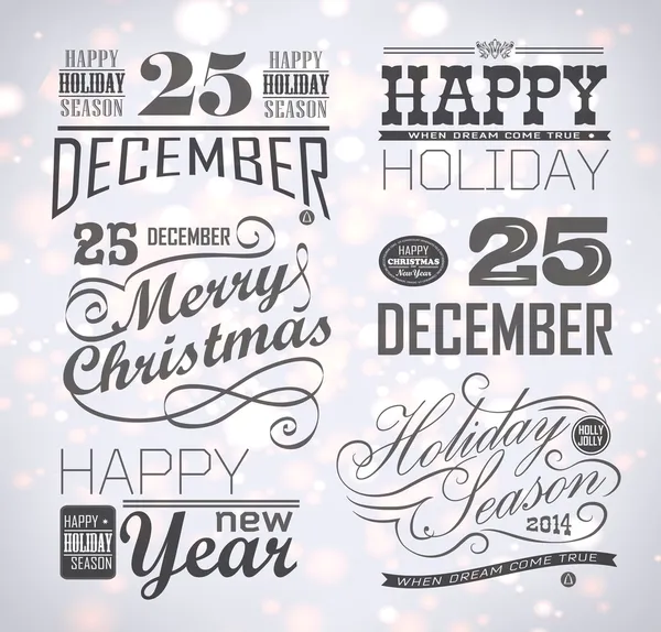 Kerstmis en gelukkig Nieuwjaar typografie — Stockvector