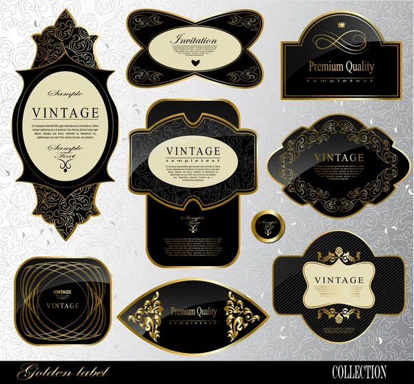 Etiquetas de oro negro — Vector de stock