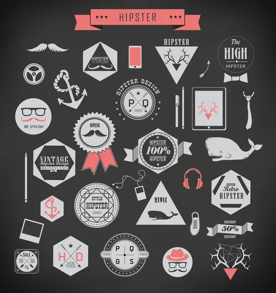 Hipster style elements and icons — Stock Vector