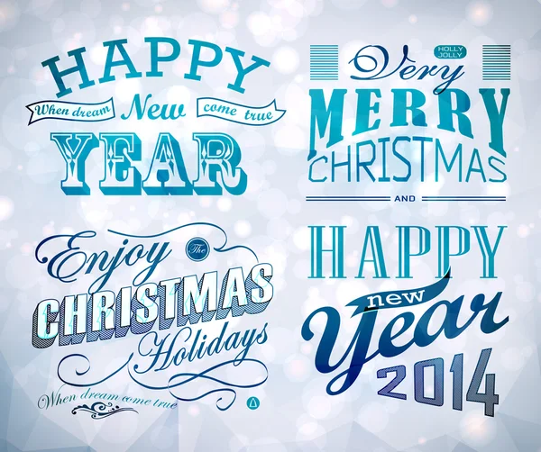 Tipografía de Navidad y Feliz Año Nuevo — Vector de stock