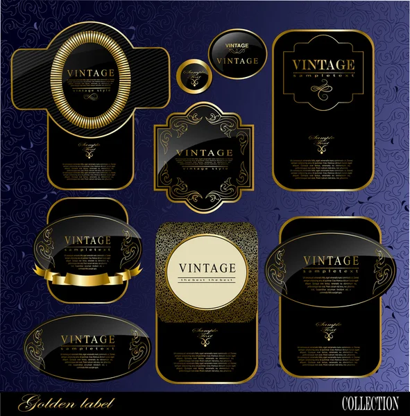 Etiquetas de oro negro — Vector de stock