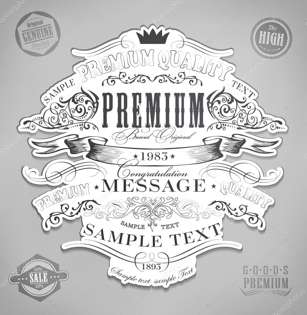 Typography, calligraphic design elements Old style frame