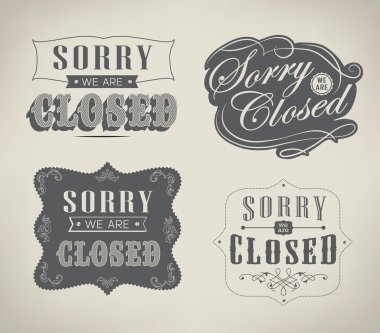 açık ve kapalı retro vintage işaretleri