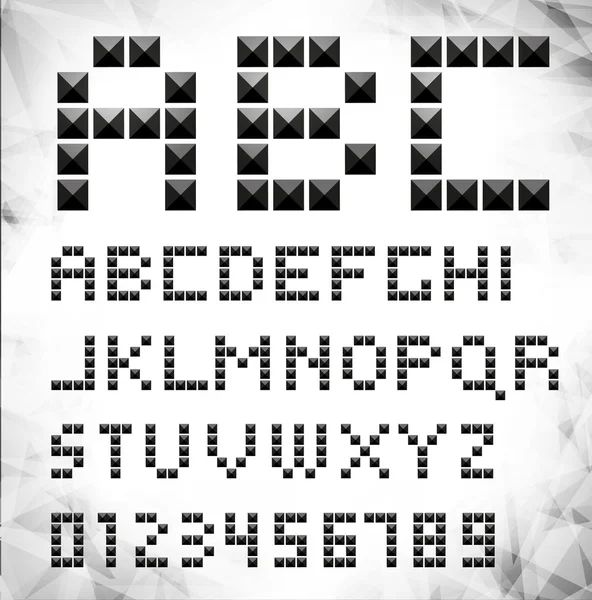 Vector silver pixel font with stud — Stock Vector