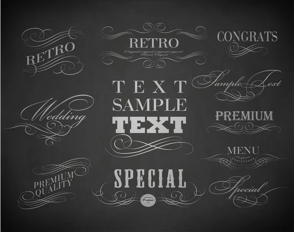 Tipografía de tiza, elementos de diseño caligráfico — Vector de stock