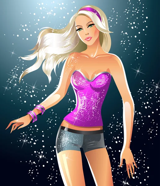 Fashion disco girl — Stock Vector