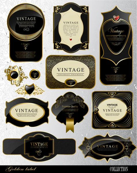 Black gold labels — Stock Vector