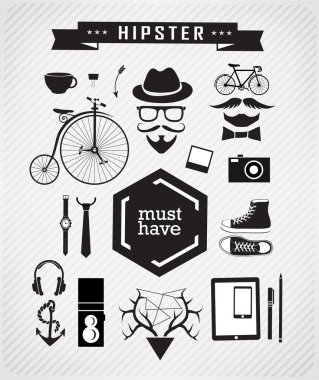 hipster stil öğeler ve simgeler