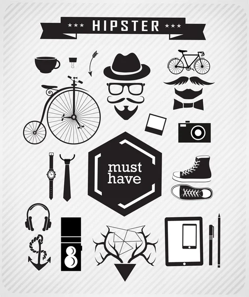 Hipster style elements and icons — Stock Vector