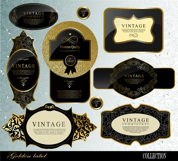 Etiquetas de oro negro — Vector de stock