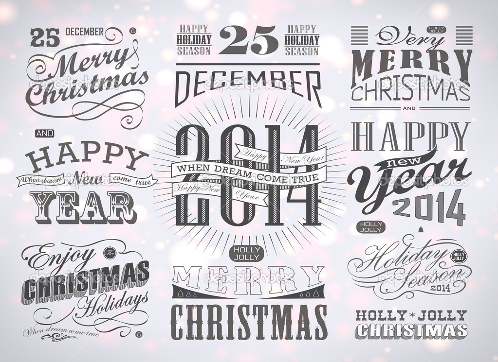 Christmas and Happy New Year typography