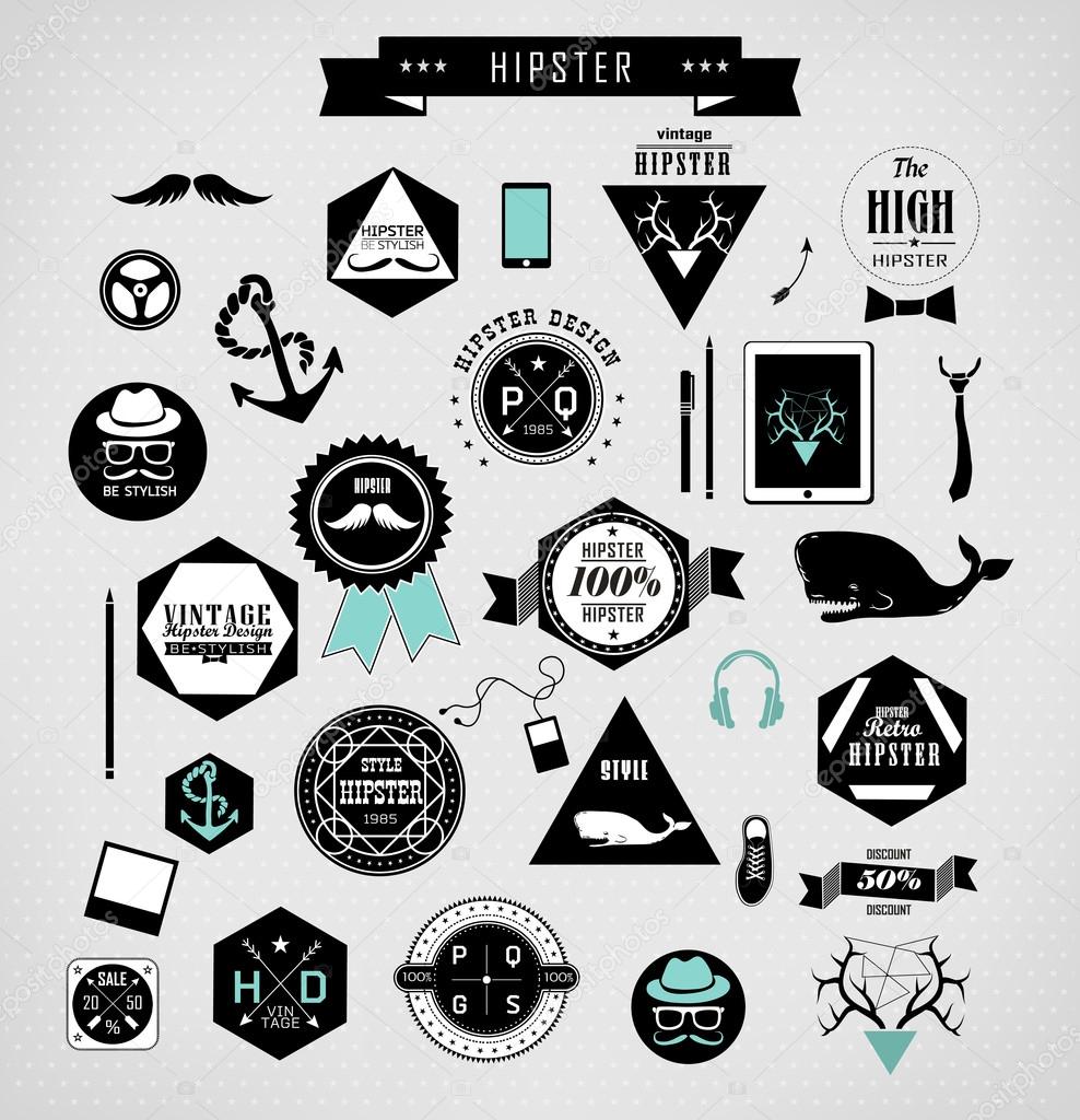 Hipster style elements and icons