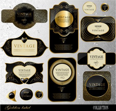 Black gold labels clipart