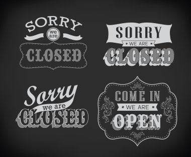 açık ve kapalı retro vintage işaretleri