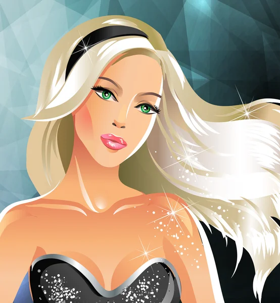 Moda hermosa mujer rubia — Vector de stock