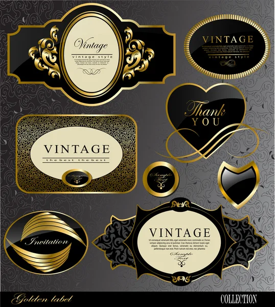 Etiquetas de oro negro — Vector de stock