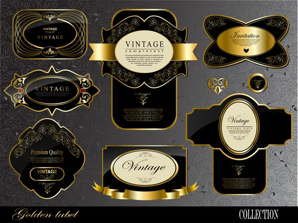 Black gold labels — Stock Vector